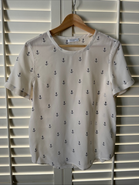 Equipment Tops - Equipment Women's White Anchor-Print Short Sleeve Blouse
